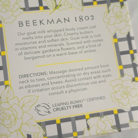 Beekman Garden of Gardenia Whipped Body Cream 8 oz New Sealed USA Made Goat Milk - Picture 3 of 5